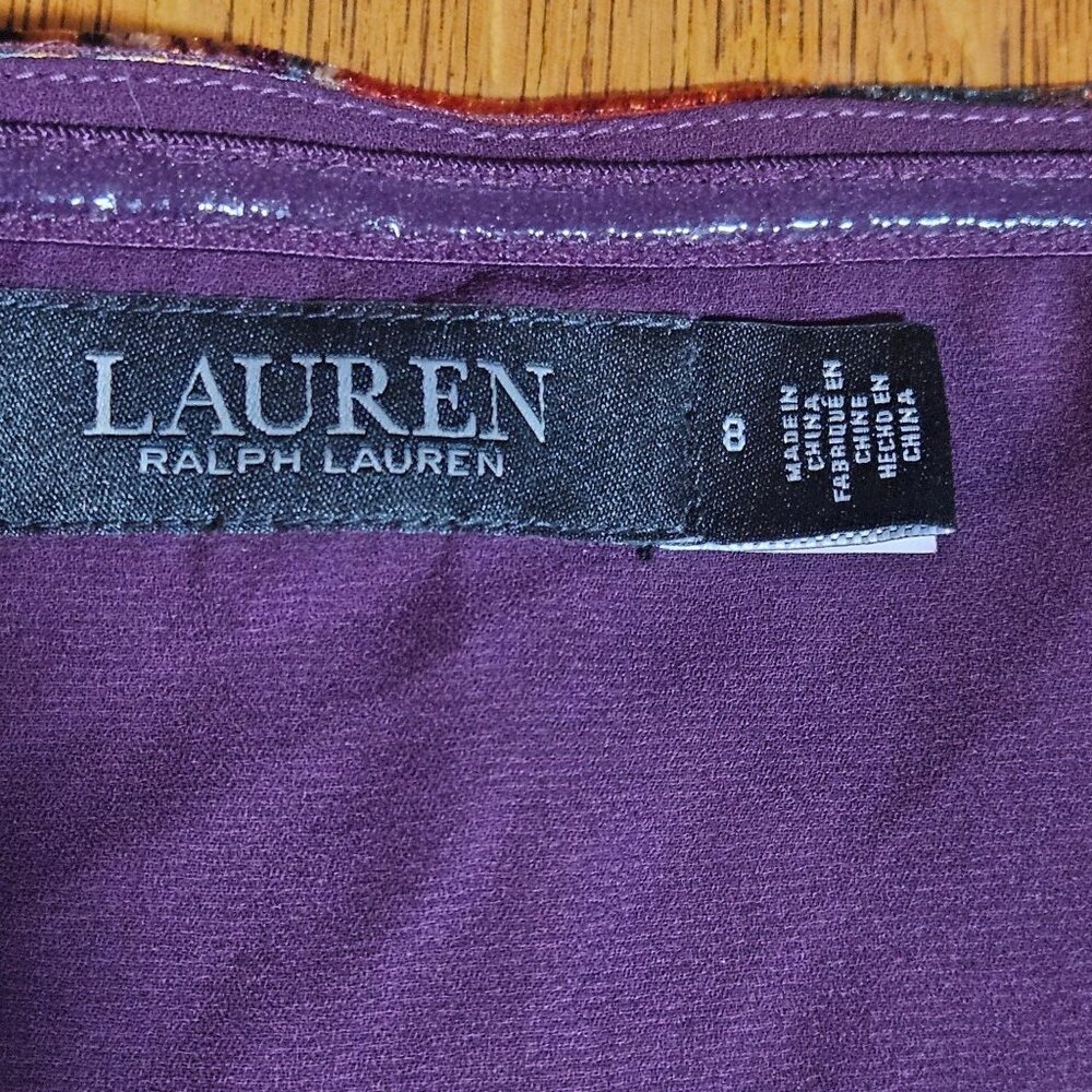 New Lauren RL Women One-Shoulder Velvet Cocktail Dress Paisley 8 Boho Elegant - Picture 4 of 16